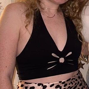 Verge Girl Black Crop Halter Top - Size 8